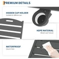 thumbnail image 6 of 5-Position Patio Lounge Chair for Outside, HDPE Outdoor Chaise Lounge with Cup Holder, Resin Pool Lounger Chair, Gray, 6 of 7