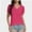Hotpink, variant on Womens Casual Cropped T Shirts V Neck Swiss Dot Puff Sleeve Crop Tops Summer Loose Basic Tees Tshirts