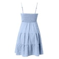 thumbnail image 6 of Laqbezok Spaghetti Strap Summer Dress, Smocked Bodice Tiered Ruffle Mini Sun Dress, Casual Sleeveless Beach Party Dress, Solid Color Flowy Short Dress, 6 of 8