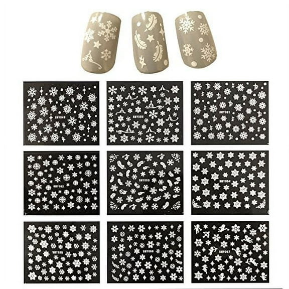 Wrapables® Snowflakes Nail Art Nail Stickers 3d Nail Decals, 12 sheets