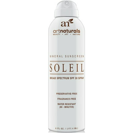 Art Naturals SPF 30 Broad Spectrum Sunscreen Spray 6 oz -Water Resistant 80 Minutes - With the best Natural & Organic Ingredients - For all Skin Types - Gentle enough for Children,Kids & (Best Sunscreen For Oily Skin Under Makeup)