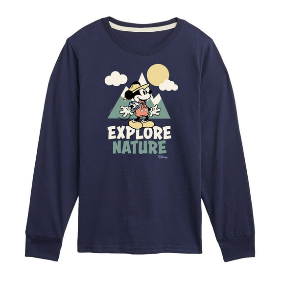 Disney - Mickey Mouse - Explore Nature - Youth Long Sleeve Graphic T-Shirt