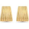 thumbnail image 6 of PRIYAL Gold Chunky Statement Earrings for Women by SNGIA, Small Handmade Trendy Stud Ribbed Jewelry Gifts, Rectangle Huggies Fashion Button Accessories, 6 of 9