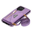 thumbnail image 4 of Dteck Case For Samsung Galaxy A12 6.5-inch,Luxury Leather Zipper Card Holder Wallet Cross Body Bag Back Case Hybrid Rubber Kickstand Cover with Shoulder Strap,Purple, 4 of 8