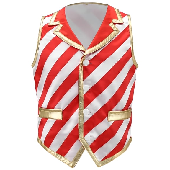 iiniim Christmas Boys Striped Vest Xmas Party Single Breasted Dressy Waistcoat Red White 8