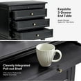 thumbnail image 3 of Tina's Home Farmhouse Black Soild wood End Tables Set of 2 with Charging Station, 3 Drawer Side Table with Pull-Out Tray for Living Room, Small Spaces, 3 of 7
