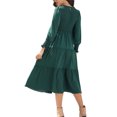 thumbnail image 2 of Sexy Dance Ladies Casual A Line Dress Long Sleeve Round Neck Long Dresses Fall Swing Dress Holiday Party Sundress for Women Blackish Green M, 2 of 4