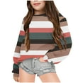 thumbnail image 1 of RXIRUCGD Chandail en Molleton à Rayures pour Filles Col Rond Manches Longues Chandail Décontracté Ample Mode Automne Hiver Mode Urbaine, Chandail en Molleton Vert pour Filles Taille 7-8 Ans, 1 of 4