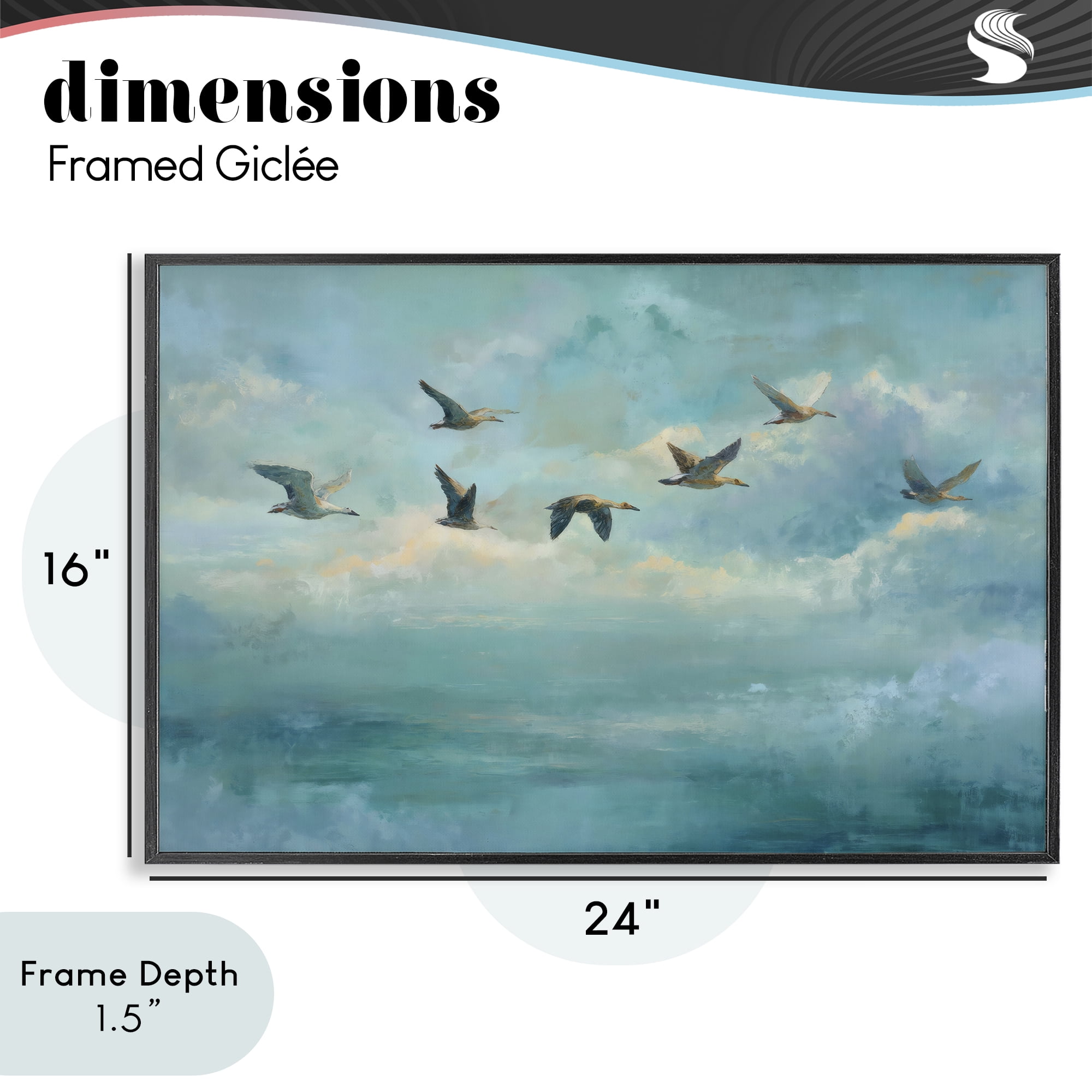 Stupell Industries Blue Skies Geese Black Framed Giclee Art, design by Petal Prints Design