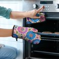 thumbnail image 2 of Colorful Floral Pattern Kitchen Oven Mitt and Pot Holder Sets 4 Pcs for Baking, Cooking and Grilling, Heat Resistant Up To 392 °F, 2 of 7