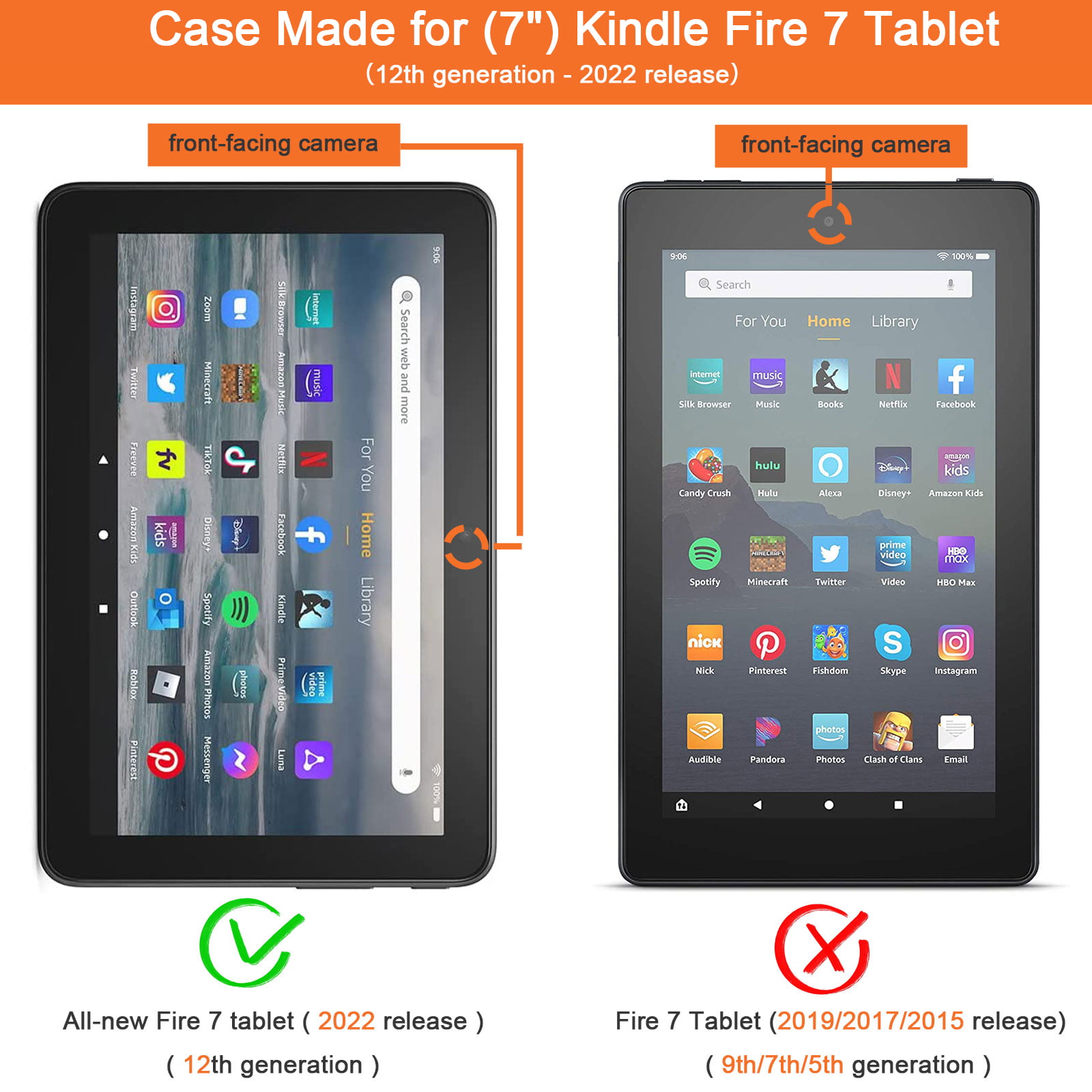 Fire 7 2022 Tablet Case, Kindle Fire 7 Case, Grand Light Weight