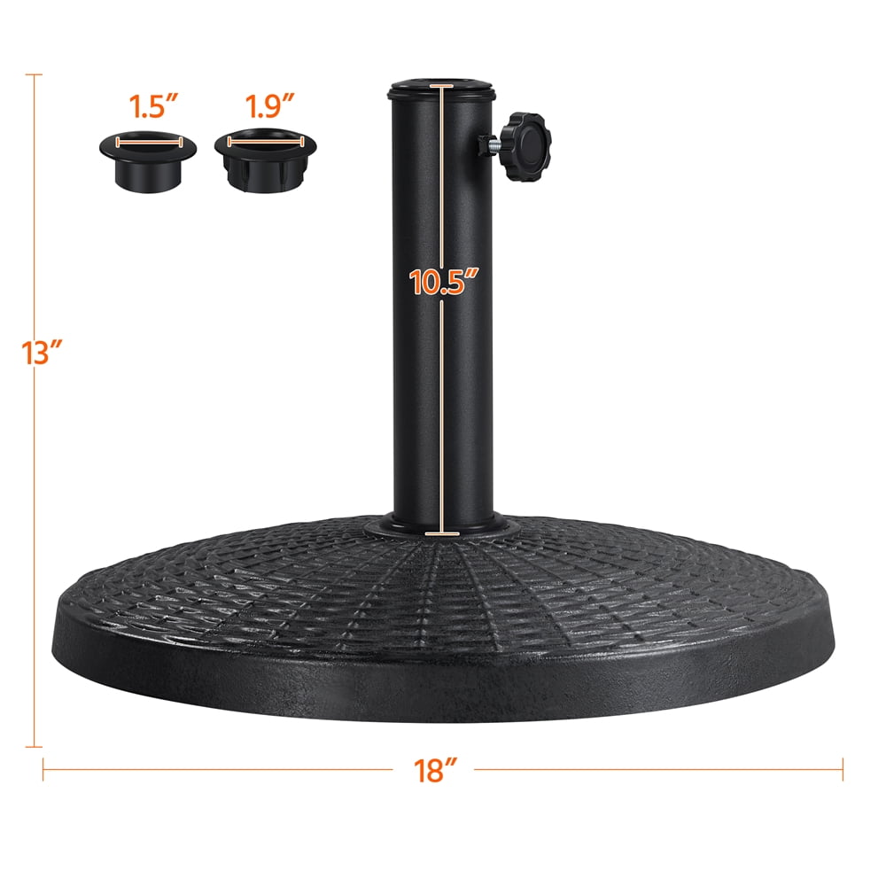 Alden Design 23lbs Metal Patio Market Umbrella Base for Outdoors, Black