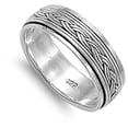 thumbnail image 4 of Spinner Weave Mesh Rope Chain Wide Ring Sterling Silver Band 925 Jewelry Female Male Unisex Size 13, 4 of 4
