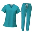 thumbnail image 1 of Conjunto de uniforme médico femenino, ropa de trabajo con bolsillos, top y pantalones cómodos profesionales. XL, 1 of 9