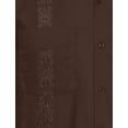 thumbnail image 5 of J. METHOD Men's Short Sleeve Cuban Guayabera Button Down Shirts Classic Embroidered 4 Pockets Casual Top NEMT112 Brown XL, 5 of 6