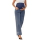 thumbnail image 1 of Jeans de maternidad para mujer INSPIRE CHIC, de mezclilla, pierna recta, con puños, alta elasticidad, sobre el vientre, pantalones para embarazadas, casuales para el trabajo, XXL, azul retro, 1 of 6