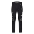 thumbnail image 4 of RYDCOT Mens Fashion Casual Jeans Slim Fit Skinny Jeans Button Zipper Irregular Hole Denim Pants Black, 4 of 6