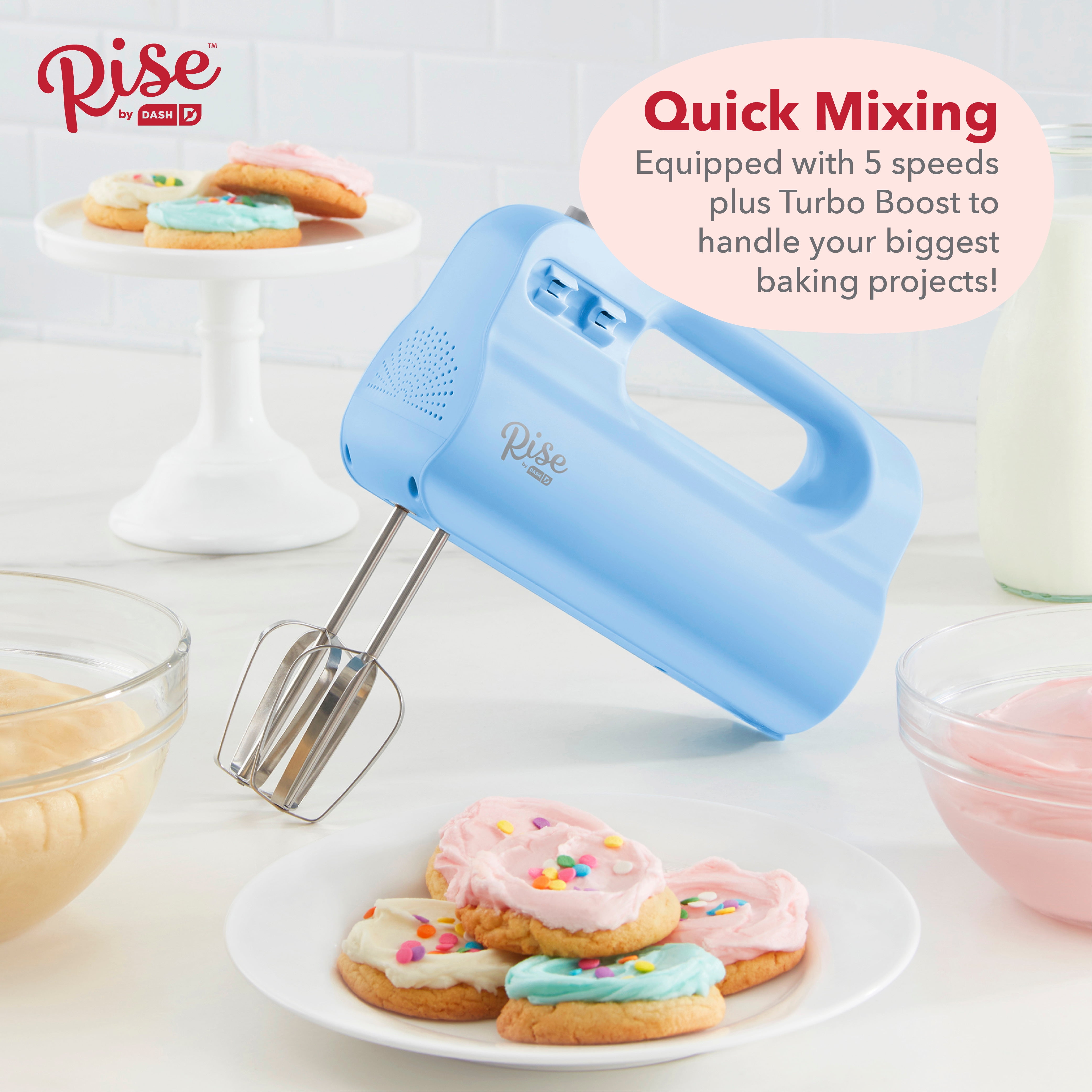 SHM01DSGY Dash Smart Store Compact Hand Mixer Electric for Whipping + Mixing  Cookies, Brownies, Cakes, Dough, Batters, Meringues 