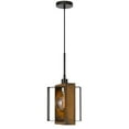thumbnail image 2 of 60W Agrigento Pine Wood, Metal Mini Pendant Fixture (Edison Bulb Included), Wood, Black, 2 of 3