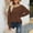 Brown, variant on AOOCHASLIY Clothes Sweaters Women Solid Color Hollow Knitwear Straight Neck Socket Off Shoulder Sweater