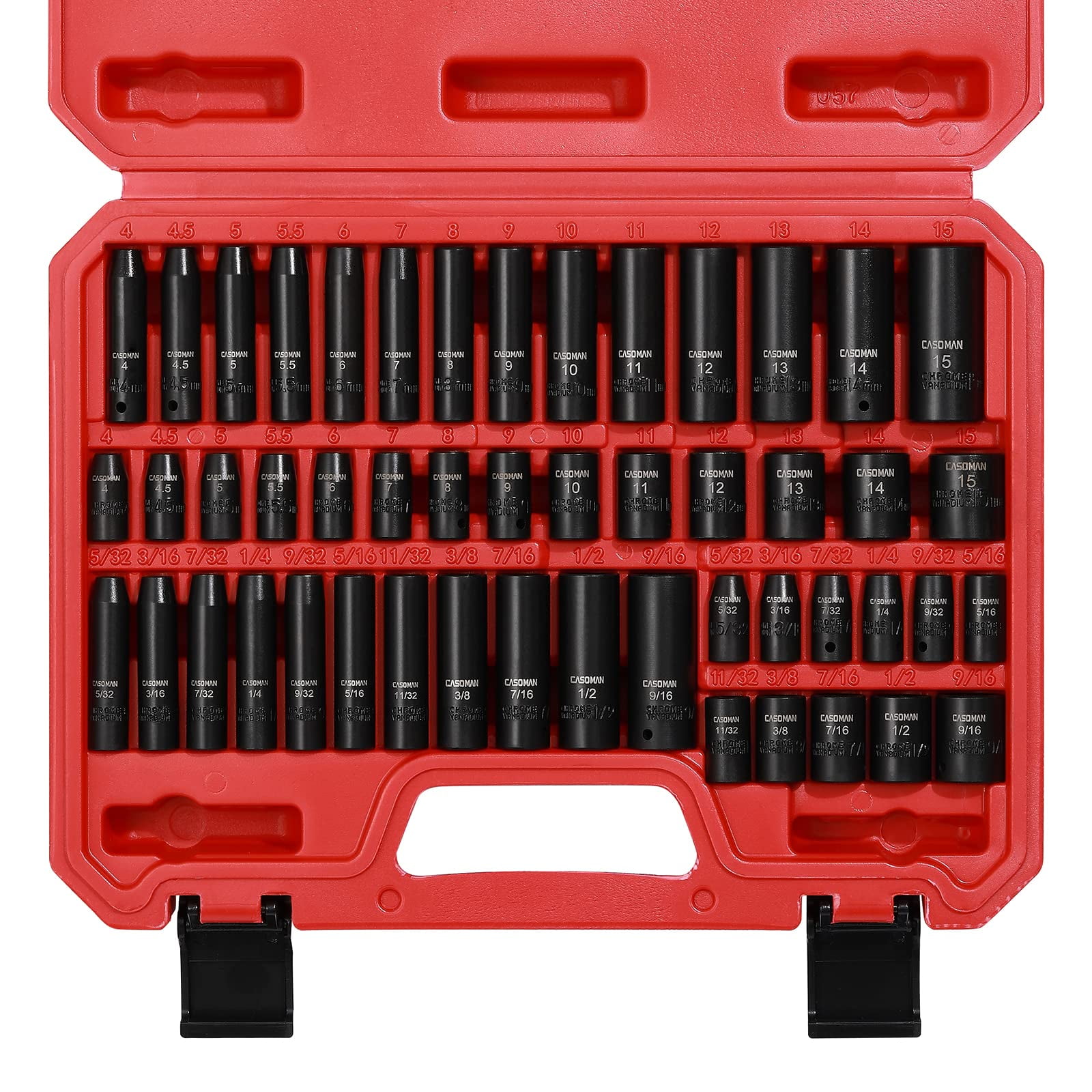 CASOMAN 1/4 inch Drive Master Impact Socket Set, 50-Piece, 6-Point, SAE ...