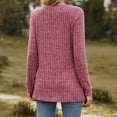 thumbnail image 4 of Besolor Long Sleeve Knitted Shirts for Women Solid Color Stripe Brushed Round Neck Tops Casual Pullover Blouse, 4 of 4