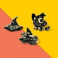 thumbnail image 5 of Halloween Black Cat Brooch Relief Enamel Brooch Magic Cat Witch Hat Alloy Brooch Clothing Accessories, 5 of 8