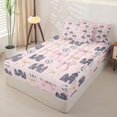 thumbnail image 2 of Manfei Cartoon Princess Castle Zipper Twin Comforter Sets with Fitted Sheet and 2 Pillowcases,Pink Kawaii Bowtie Zipper Bedding Set,Pink Reversible,4pcs, 2 of 7