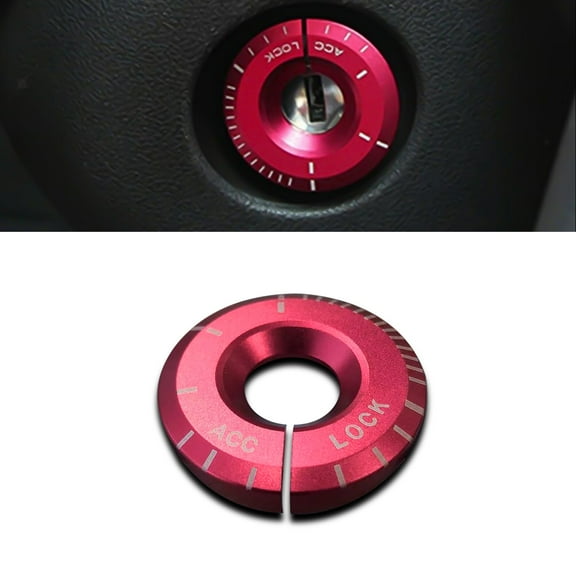 Xotic Tech Engine Ignition Keyhole Ring Cap Decoration Cover Trim Compatible with Volkswagen Golf GTI Jetta Passat CC, etc or Audi A3 A4 A6 TT w/The Flip Blade Key (Red)
