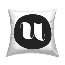 Stupell Industries Black Initial U Decorative Printed Throw Pillow, 18 x 18