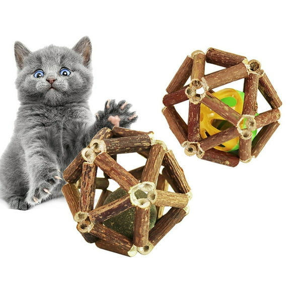 SPRING PARK Catnip Chew Toys for Cats Natural Silvervine Sticks, Catnip Bell Ball Cleaning Teeth Molar Tools Matatabi Chew Sticks Teeth Grinding Chew Toys for Cat Kitten Kitty
