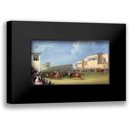 Pollard, James 14x10 Black Modern Framed Museum Art Print Titled - The Ascot Gold Cup, 1834