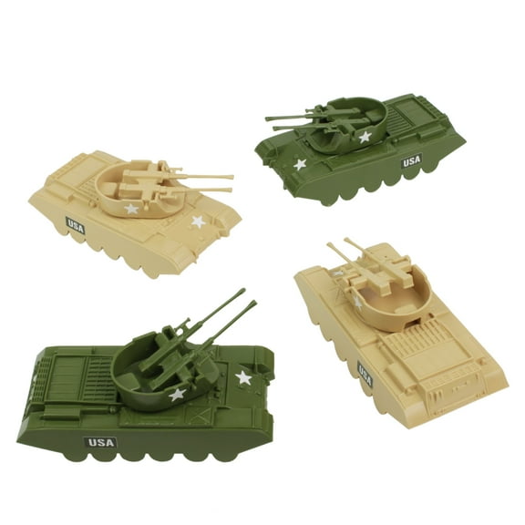 BMC Classic Payton Anti-Aircraft Tanks - 4pc Tan Green Plastic Army Men Vehicles