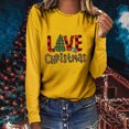 thumbnail image 2 of Tops Navideños Para Mujer, Blusas de Manga Larga, Camiseta Informal Con Cuello Redondo Y Estampado A Cuadros Love Christmas Odeerbi ODB194228, 2 of 6