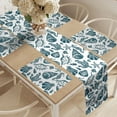 thumbnail image 2 of Ambesonne Marine Table Runner & Placemats, Vintage Sketch Seahorse, Placemat 4 pcs + Runner 14"x72", White and Dark Teal, 2 of 2