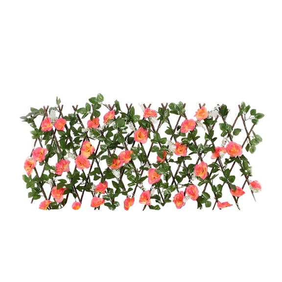 LAMIRO Expandable Fence Privacy Screen Faux Ivy Decorative,Retractable Plant Hedge Panels,For Outdoor Garden Wall Patio Balcony,Fake Flower Hedge Lattice Fencing,Protected Privacy Hedging Wall