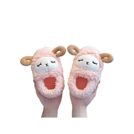 

Rockomi Children Animal Slippers Cartoon Fuzzy Slipper Bow Indoor Shoe Daily Soft Cute House Shoes Non-slip Warm Lined Fluffy Slides Pink 13C-1Y