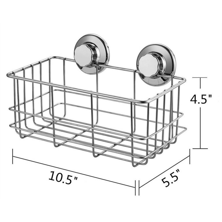 Metal Wire Chrome Suction Cup Shower Caddy Bath Wall Shelf