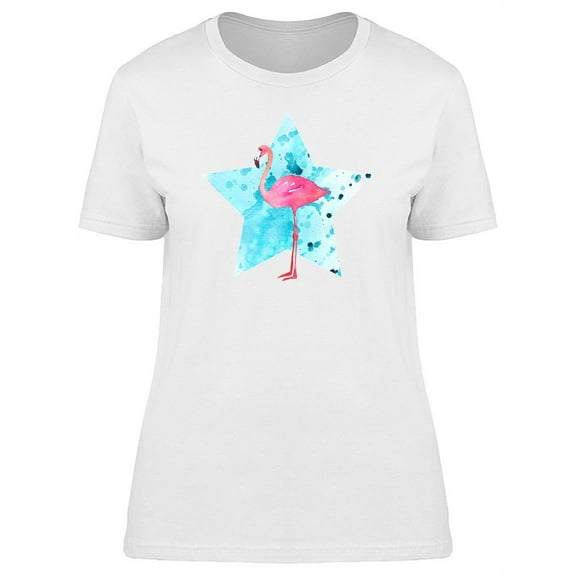 Grunge Flamingo Watercolor Star T-Shirt Women -Image by Shutterstock, Female Small
