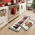 thumbnail image 4 of Christmas Kitchen Mats Set of 2, Christmas Decorations for Home Xmas Tree Holly Pine Branches Pinecones Winter Mat Xmas Decor Low-Profile Kitchen Rugs for Floor 17"X47"+17"X30" (Poinsettia), 4 of 6