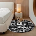 thumbnail image 4 of 5ft Washable Round Rug, Vintage Art Non-Slip Circle Area Rug for Living Room Bedroom, International Buildings Paris Towers Black White Indoor Floor Mat for Home Decor, 4 of 9