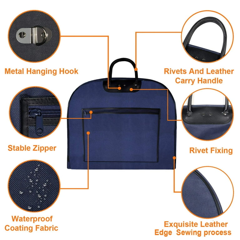 Foldable Travel Suit Cover Garment Cover Carry Bag Protective Waterproof  Zipper and Handle Garment Bags with Multiple Storage Pockets 60cm * 100cm 