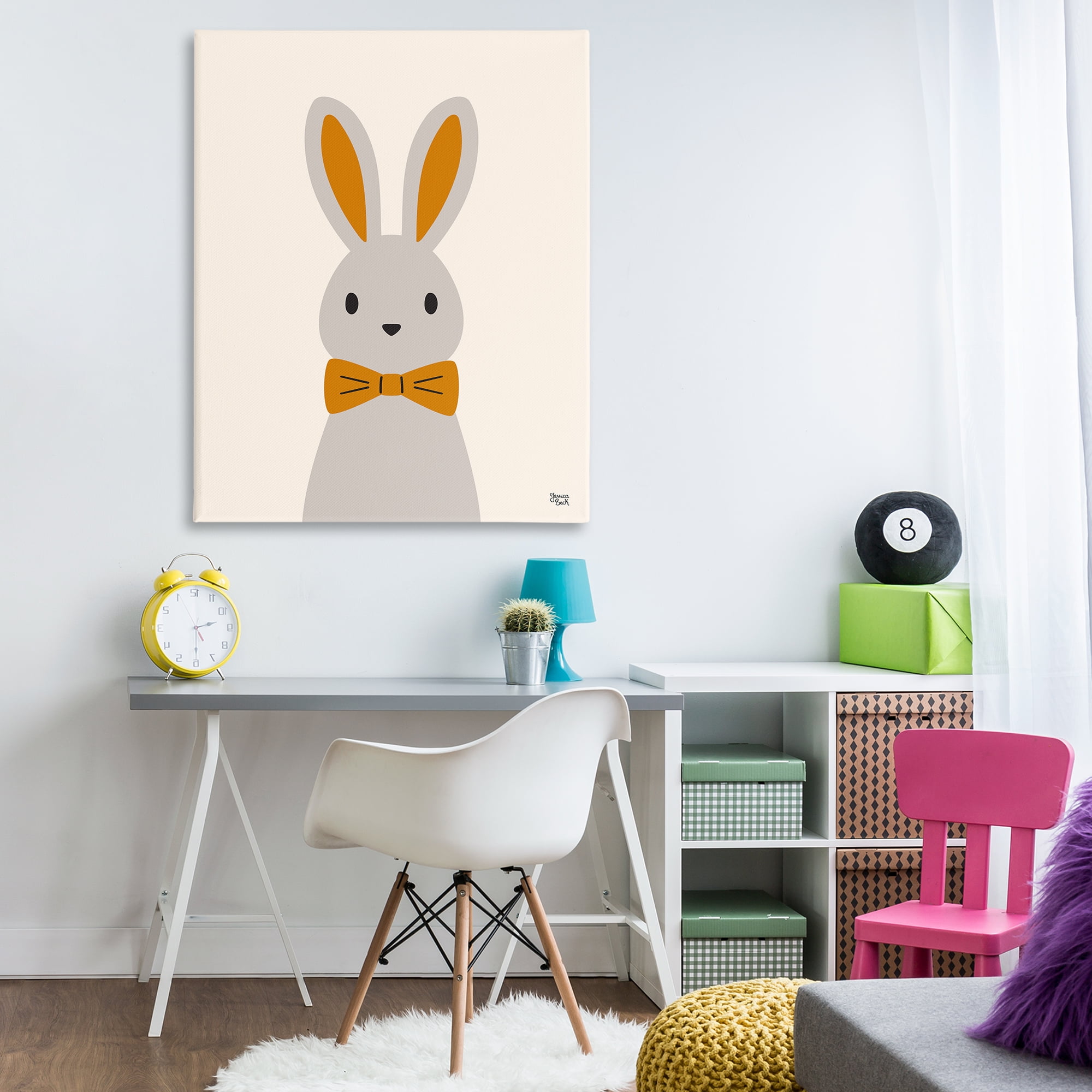 Stupell Industries Simple Rabbit with Bowtie Animals Painting Wrapped Canvas Art Print Wall Art, 36 x 48