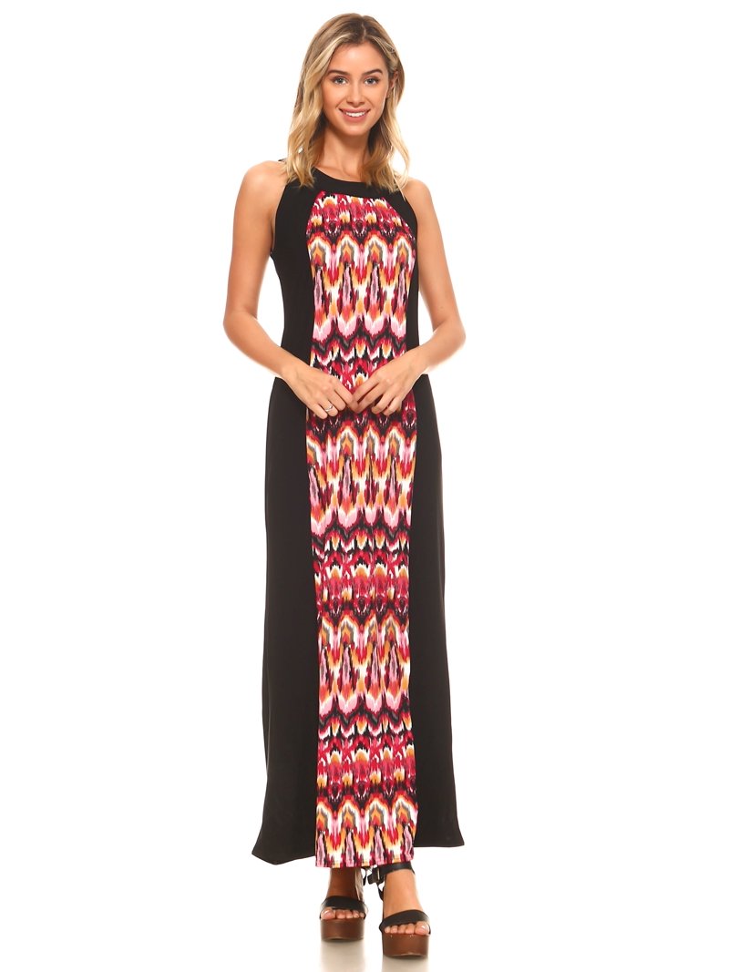 Christine V Women's Sleeveless Color Block Maxi Dress - Black Burgundy 3 -  Large - Walmart.com