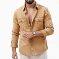 thumbnail image 2 of Vetsdori Winter Shirts for Men Outdoor Long Sleeve Button Down 1/4 Zipper Pockets Plain Casual Travel Mens T-Shirts Collar, 2 of 7