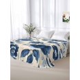 thumbnail image 6 of Queen Flat Sheet 90"x102", Navy Blue Floral Soft Lightweight Bedding Flat Sheets Only, Spring Retro Botanical Flowers Brushed Microfiber Top Bed Sheet, Breathable StainResistant Bedsheets, 6 of 9