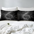 thumbnail image 4 of Musical Note Fitted Sheet Queen Size Chic Gliver Sequins Starry Glitter Print (Not Real) Bedding Sheet Set,Romantic Music Theme Fashion Bed Cover Bedding 3 Pcs(No Flat Sheet), 4 of 6