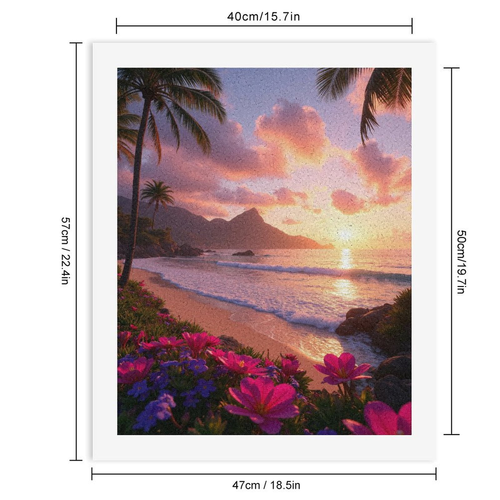Paint by Numbers Kit for Adults, Tropical Sunset Beach Flowers Paint by Numbers, Easy Paint by Numbers Kit for Adults Beginner, DIY Adult Paint by Number Kits on Canvas, 12x16in Home Decor