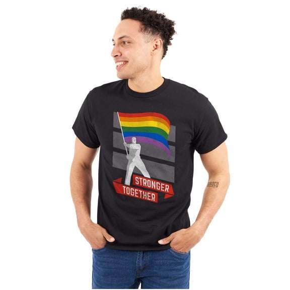 Stronger Together Gay Pride Flag Plus Size Crewneck Graphic Tee Shirt Brisco Brands 5X