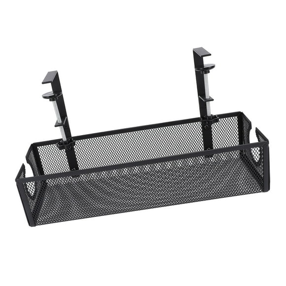 Cable Management, No Drilling Carbon Steel Under Desk Cable Management Tray, Side Round Hole Trapezoidal Desk Cable Organizers with Cable Tie, Cable Management Rack for Home Office